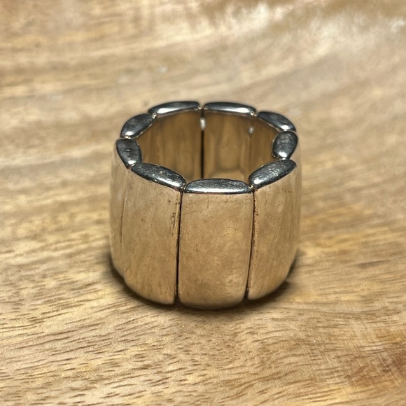 Chunky Modern 925 Italy Sterling Silver Stretchy Ring - Picture 1 of 16